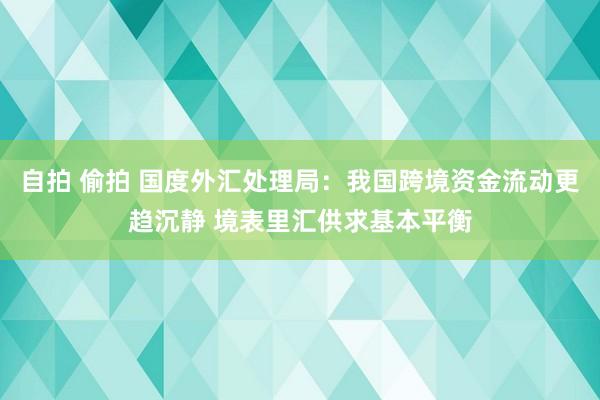 自拍 偷拍 国度外汇处理局：我国跨境资金流动更趋沉静 境表里汇供求基本平衡