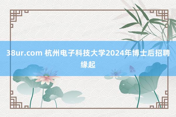 38ur.com 杭州电子科技大学2024年博士后招聘缘起